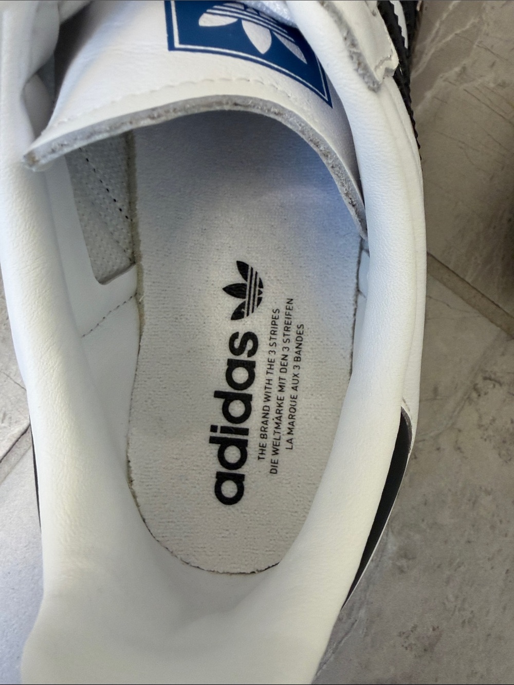 adidas samba White Sneakers with Black Stripes and Beige Suede Accents-7.5
New - Picture 3 of 5